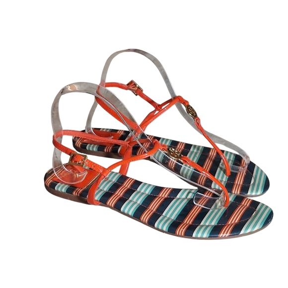 Tory Burch Emmy Habanero Pepper Stripe Cushioned Footbed Sandals - Picture 7 of 16